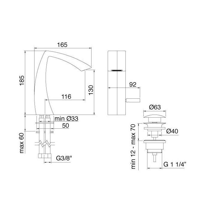 Treemme Arche Смеситель для раковины, каскад, цвет: хром 2410CC