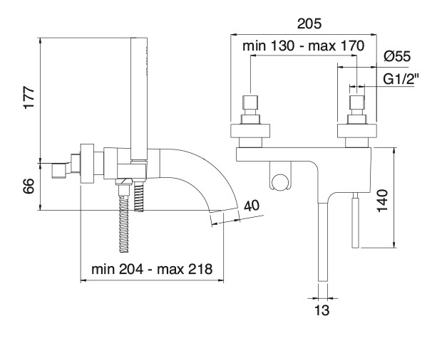 Treemme Cut Смеситель для ванны, цвет: белый/хром 3300BCOLD