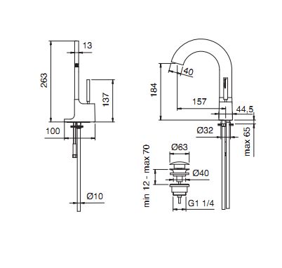 Treemme Cut Смеситель для раковины, цвет: черный/хром 3310NC