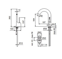Treemme Cut Смеситель для раковины, цвет: черный/хром 3310NC