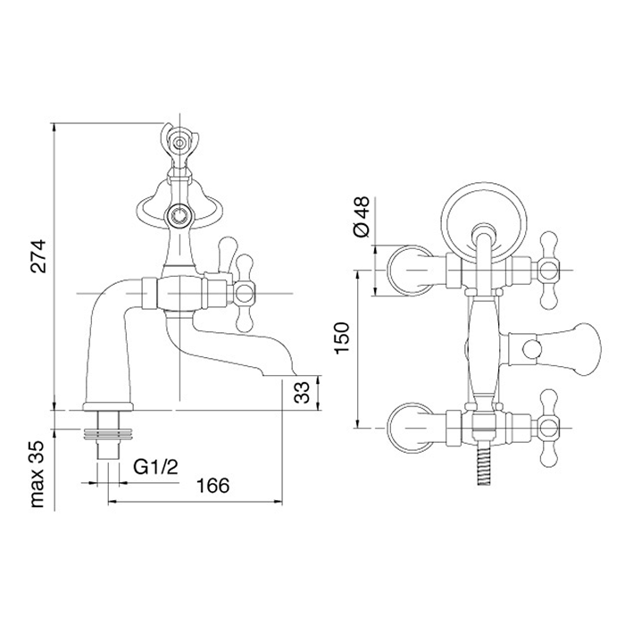 Treemme Romantica Смеситель на борт ванны, цвет: хром/керамика 3607UUPV
