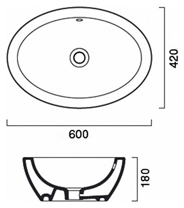 Catalano Zero Раковина чаша 60x42x18h см, с переливом, цвет: белый глянцевый 16AZN00