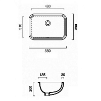 Catalano Italy Раковина встраиваемая снизу 55x38 см, с переливом, покр Cataglaze, цвет: белый глянц. 0727550001