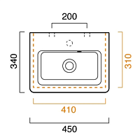 Catalano Comfort Раковина подвесная 45x34x16,5h см, с переливом, покр. Cataglaze, цвет: белый глянц. 145LI00