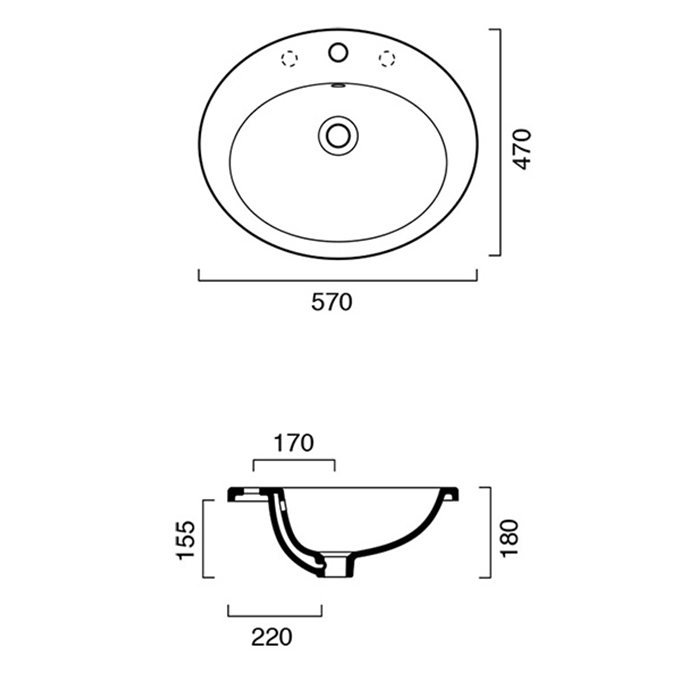 Catalano Italy Раковина встраиваемая сверху 57x47 см, 1 отв., покрытие Cataglaze, цвет: белый глянц. 0725571001