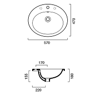 Catalano Italy Раковина встраиваемая сверху 57x47 см, 1 отв., покрытие Cataglaze, цвет: белый глянц. 0725571001