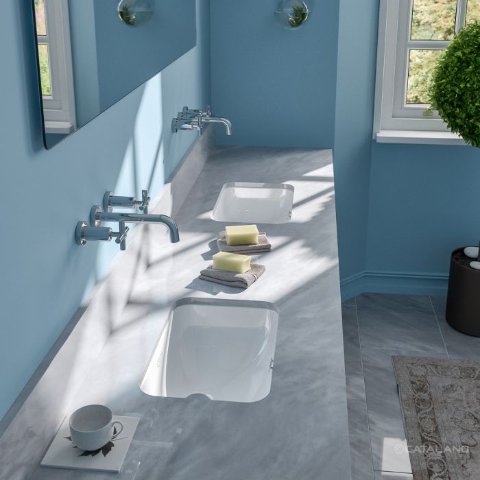 Catalano Italy Раковина встраиваемая снизу 50x35 см, с переливом, покр Cataglaze, цвет: белый глянц. 0727500001