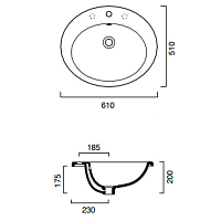 Catalano Italy Раковина встраиваемая сверху 61x51 см 1 отв с переливом Cataglaze, цвет: белый глянц. 0725611001