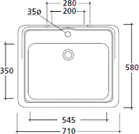Galassia Ethos Раковина подвесная 71х58 см, с переливом, цвет: белый глянцевый 8401M