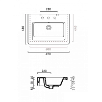 Catalano Comfort Раковина подвесная 67x48x18h см, с переливом, покр. Cataglaze, цвет: белый глянц. 167LI00