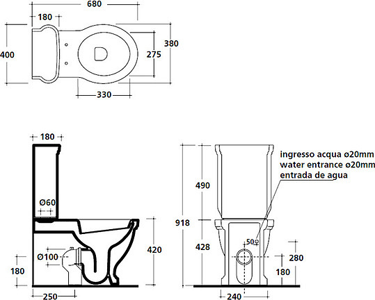 Galassia Ethos Бачок для унитаза с механизмом смыва, цвет: белый глянцевый/хром 8490