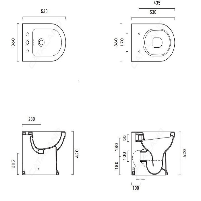Catalano Canova Royal Унитаз напольный 36x53 см, покрытие Cataglaze, цвет: белый глянцевый 1VPCR00