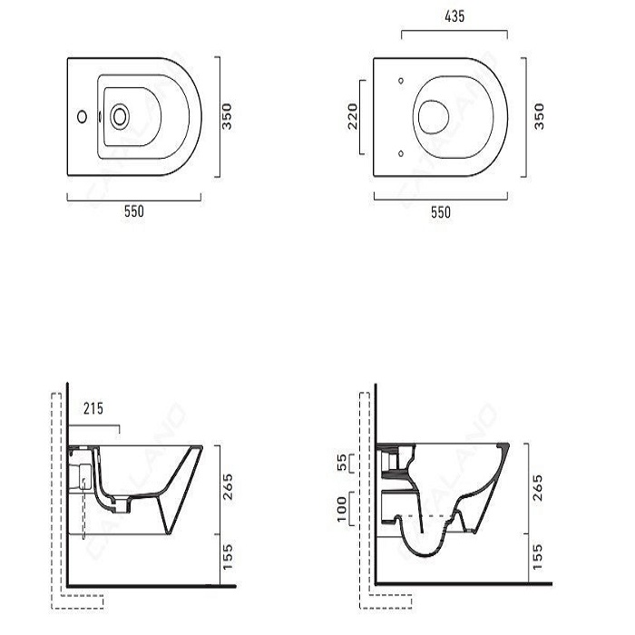 Catalano Zero Унитаз подвесной безободковый 35x55 см, смыв торнадо, Cataglaze, цвет: белый глянцевый 0111550001