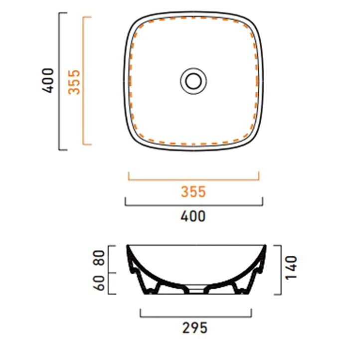 Catalano Italy Раковина встраиваемая сверху 40x40 см, без перелива, Cataglaze, цвет: белый глянцевый 140AGRLX00