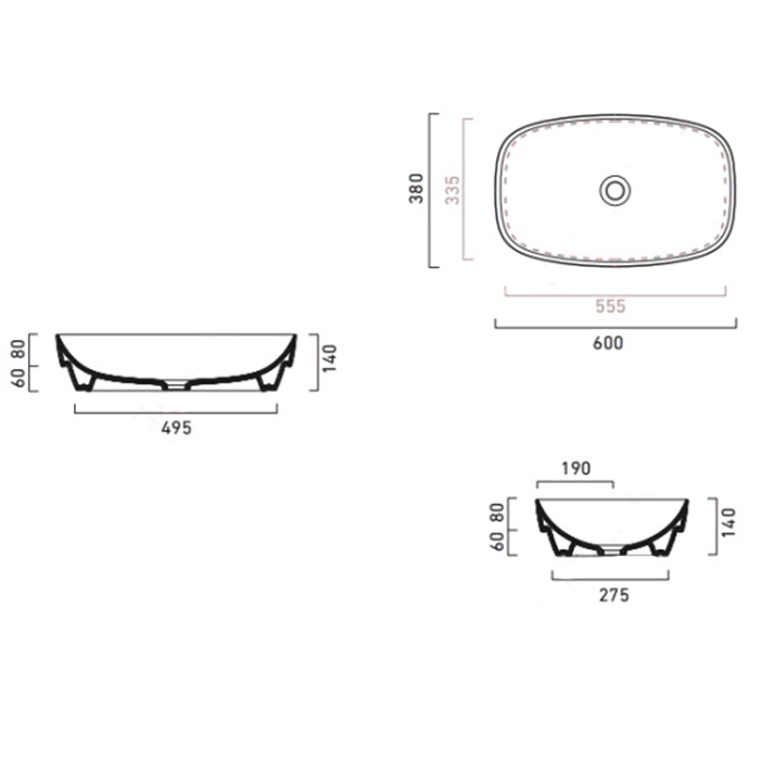 Catalano Alvea Раковина встраиваемая сверху 60x38 см, без перелива, Cataglaze, цвет: белый глянцевый 0624600001