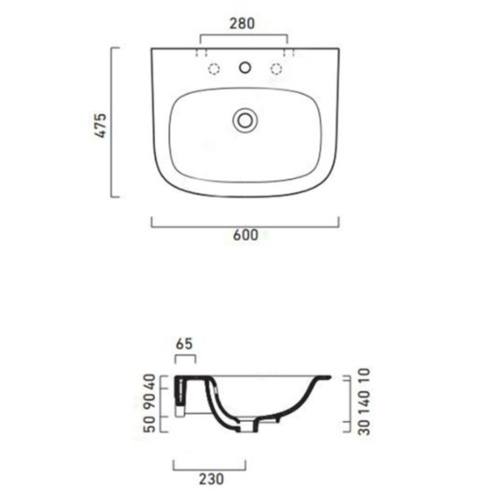 Catalano Comfort Раковина подвесная 60x47,5x18h см, 1 отв с переливом, Cataglaze, цвет: белый глянц. 160GRON00