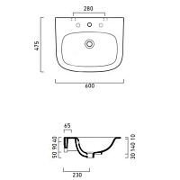 Catalano Comfort Раковина подвесная 60x47,5x18h см, 1 отв с переливом, Cataglaze, цвет: белый глянц. 160GRON00