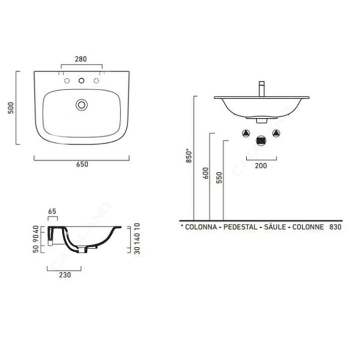 Catalano Comfort Раковина подвесная 65x50x18h см, 1 отв., с переливом, Cataglaze, цвет: белый глянц. 165GRON00
