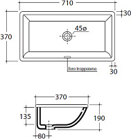 Galassia M2 Раковина встраиваемая снизу 71х37 см, с переливом, цвет: белый глянцевый 2036