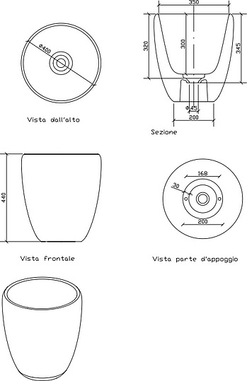 Galassia Ergo Раковина чаша d40 см, без перелива, цвет: белый матовый 7104