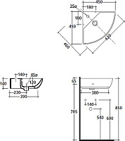 Galassia M2 Раковина подвесная 62х45 см, с переливом, цвет: белый глянцевый 5202