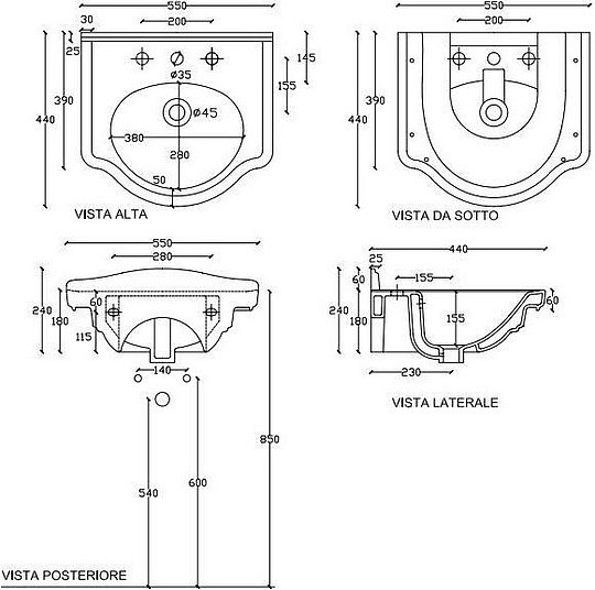 Galassia Ethos Раковина подвесная 55х44 см, с переливом и 1 отвер. под смеситель, цвет: белый глянец 8431M