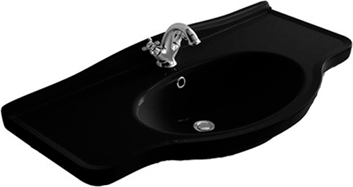 Galassia Ethos Раковина подвесная 95х44 см, с переливом и 1 отв. под смеситель, цвет: черный глянец 8434MNE