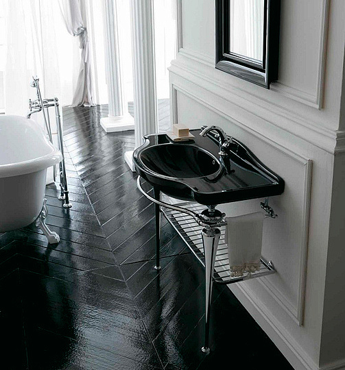 Galassia Ethos Раковина подвесная 95х44 см, с переливом и 1 отв. под смеситель, цвет: черный глянец 8434MNE