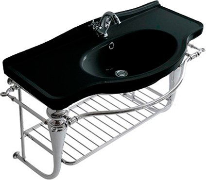 Galassia Ethos Раковина подвесная 95х44 см, с переливом и 1 отв. под смеситель, цвет: черный глянец 8434MNE