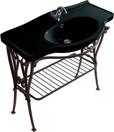 Galassia Ethos Раковина подвесная 95х44 см, с переливом и 1 отв. под смеситель, цвет: черный глянец 8434MNE