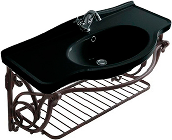 Galassia Ethos Раковина подвесная 95х44 см, с переливом и 1 отв. под смеситель, цвет: черный глянец 8434MNE