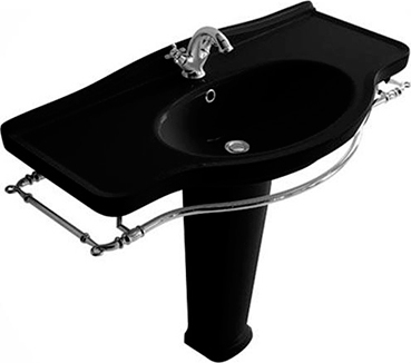 Galassia Ethos Раковина подвесная 95х44 см, с переливом и 1 отв. под смеситель, цвет: черный глянец 8434MNE