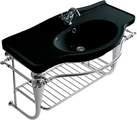 Galassia Ethos Раковина подвесная 95х44 см, с переливом и 1 отв. под смеситель, цвет: черный глянец 8434MNE