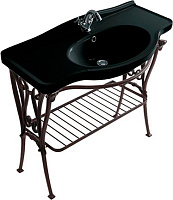 Galassia Ethos Раковина подвесная 95х44 см, с переливом и 1 отв. под смеситель, цвет: черный глянец 8434MNE