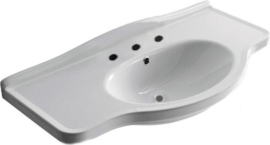 Galassia Ethos Раковина подвесная 95х44 см, с переливом и 3 отв. под смеситель, цвет: белый глянец 8434