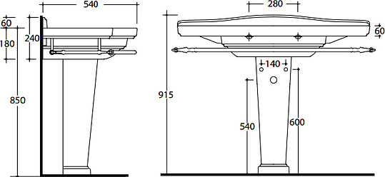 Galassia Ethos Раковина подвесная 95х44 см, с переливом и 3 отв. под смеситель, цвет: белый глянец 8434