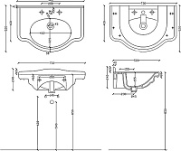 Galassia Ethos Раковина подвесная 75х52 см, с переливом и 3 отв. под смеситель, цвет: белый глянец 8433