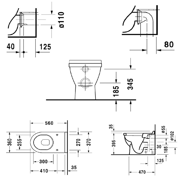 Duravit Starck 3 Унитаз напольный приставной 56х36 cм, цвет белый 0124090000