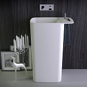 Knief Pride Раковина напольная 67х43х90h см, K-Stone, выход в стену, цвет: белый матовый 0600-071-01WA