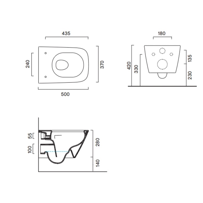 Catalano Green Унитаз подвесной безободковый 37x50 см, смыв торнадо, Cataglaze, цвет: белый глянц. 0411500001