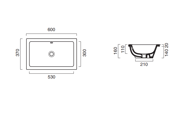 Catalano Zero Раковина встраиваемая снизу 60x37 см, с переливом, покр. Cataglaze, цвет: белый глянц. 0124610001