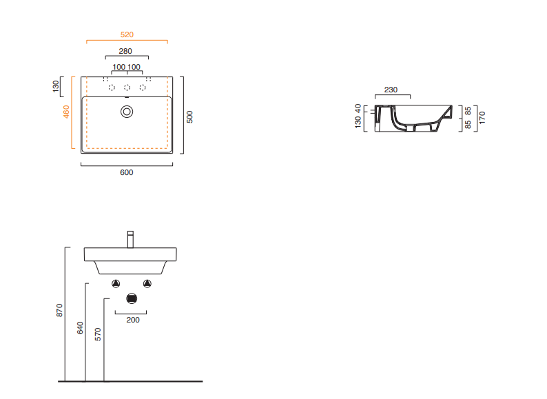 Catalano Comfort Раковина подвесная 60x50x17h см, с переливом, покр. Cataglaze, цвет: белый глянц. 0120600001