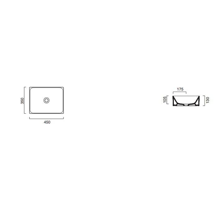 Catalano Zero Раковина чаша 45x35x13h см, без перелива, покрытие Cataglaze, цвет: белый глянцевый 0222450001