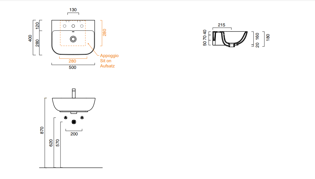 Catalano Comfort Раковина подвесная 50x40x18h см, 1 отв., с переливом, Cataglaze, цвет: белый глянц. 0720501001