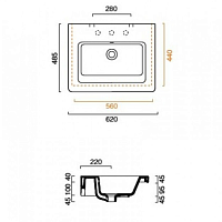 Catalano Comfort Раковина подвесная 62x48x18,5h см, с переливом, покр. Cataglaze, цвет: белый глянц. 162LI00