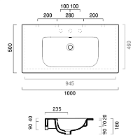 Catalano Comfort Раковина подвесная 100x50x18h см, с переливом, покр. Cataglaze, цвет: белый глянц. 0721010001