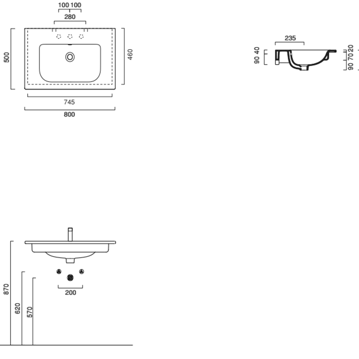 Catalano Comfort Раковина подвесная 80x50x18h см, с переливом, покр. Cataglaze, цвет: белый глянц. 0720810001