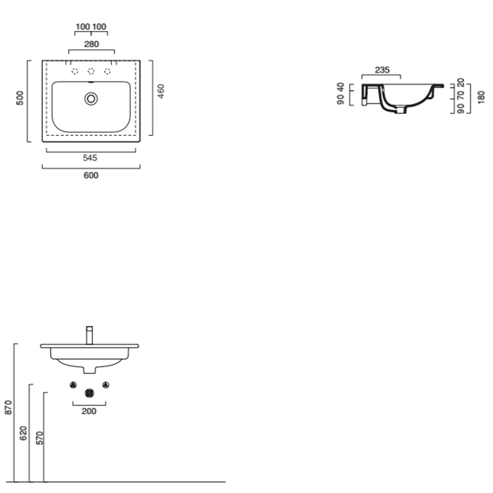 Catalano Comfort Раковина подвесная 60x50x18h см, с переливом, покр. Cataglaze, цвет: белый глянц. 0720610001