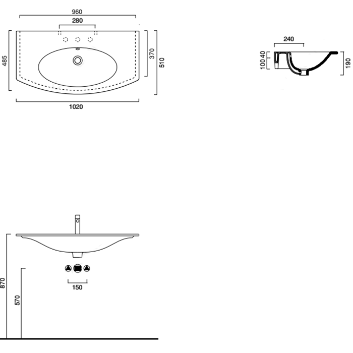 Catalano Comfort Раковина подвесная 102x51x19h см, 1 отв, с переливом, Cataglaze, цвет: белый глянц. 1102VL00
