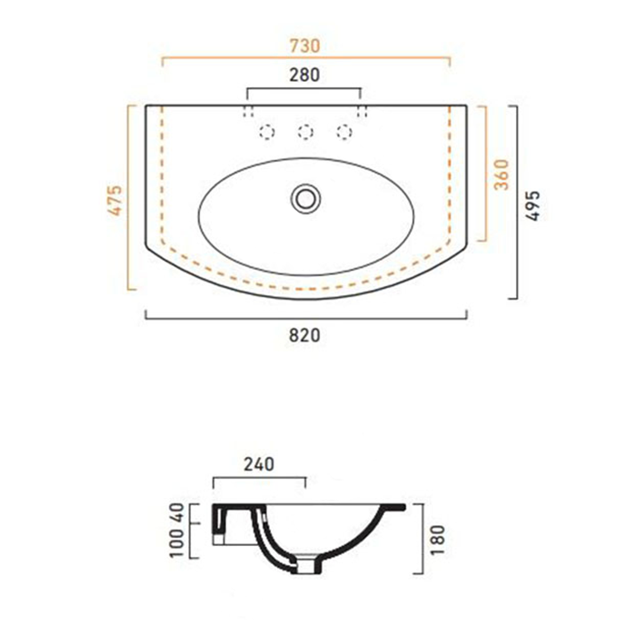 Catalano Comfort Раковина подвесная 82x49x18h см, с переливом, покр. Cataglaze, цвет: белый глянц. 182VL00